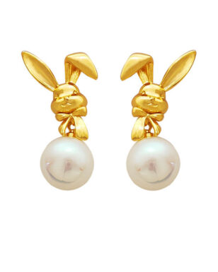 Cute Rabbit Pearl Stud Earrings