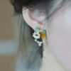 Handmade Original Design Real Flower Pearl Earrings