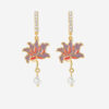 Light Luxury Lotus Zircon Pearl Enamel Earrings