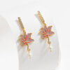 Light Luxury Lotus Zircon Pearl Enamel Earrings