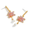 Light Luxury Lotus Zircon Pearl Enamel Earrings