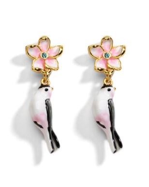 Original Design Flower Swallow Enamel Earrings