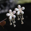 Original Design Ceramic Colorful White Flower Tassel Earrings