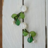 Original Design Real Flower Hydrangea Green Leaf Shell Plant White Rose Earrings