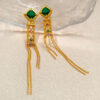 Original Design Retro Ethnic Style Tassel Green Long Earrings