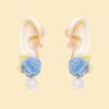 Original Plush Light Blue Flower Glass Ball Stud Earrings