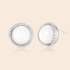 Original S925 Sterling Silver Round White Mother-of-Pearl Stud Earrings