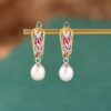 S925 Silver Gold Plated Fashion Goldfish Freshwater Pearl Earrings