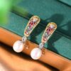 S925 Silver Gold Plated Fashion Goldfish Freshwater Pearl Earrings