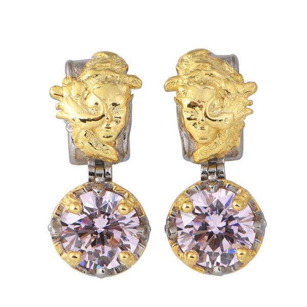 S925 Silver Gold Plated Portrait Zircon Earrings