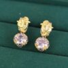 S925 Silver Gold Plated Portrait Zircon Earrings