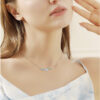 S925 Silver Gold-plated Line Inlaid Zircon Earrings Necklace