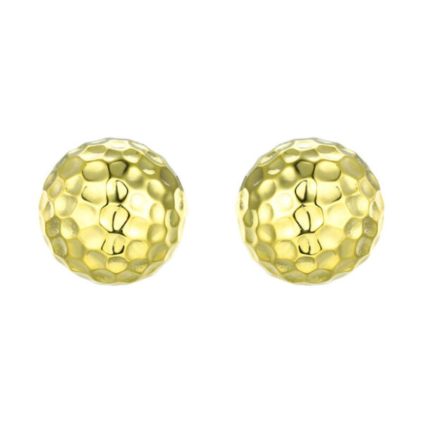 S925 Silver Gold-plated Original Round Textured Stud Earrings
