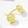 S925 Silver Gold-plated Original Round Textured Stud Earrings