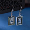 S925 Silver Narcissus Inlaid Shell Square Earrings