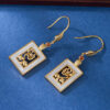 S925 Silver Narcissus Inlaid Shell Square Earrings