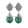 S925 Silver Retro Hollow Malachite Earrings