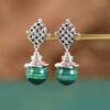 S925 Silver Retro Hollow Malachite Earrings