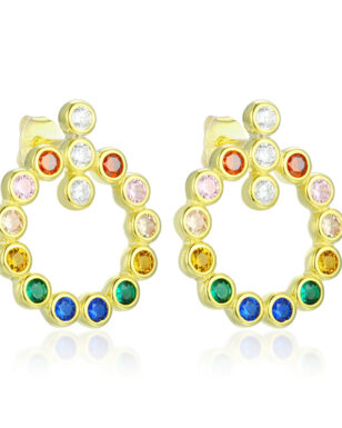 S925 Sterling Silver Colored Zircon Stud Earrings