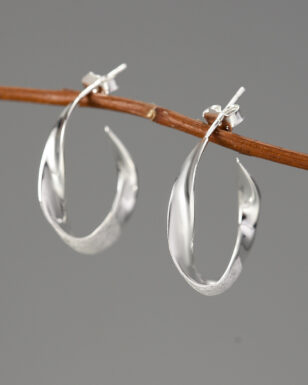 S925 Sterling Silver Curly Leaf Irregular Hoop Earrings