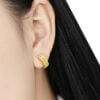 S925 Sterling Silver Gold-plated Zircon Four-leaf Clover Hoop Earrings