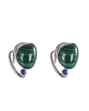 S925 Sterling Silver Inlaid Malachite Stud Earrings
