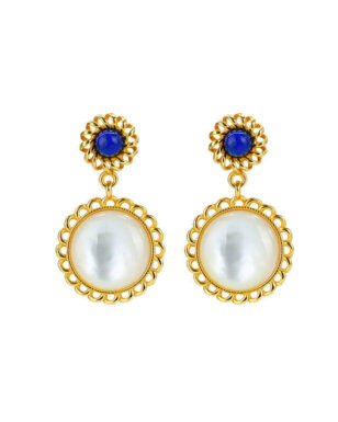 S925 Sterling Silver Inlaid Natural White Mother-of-pearl Lace Earrings
