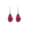 S925 Sterling Silver Inlaid Red Corundum Geometric Hollow Simple Earrings