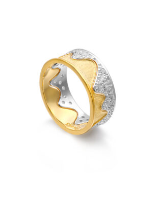 S925 Sterling Silver Irregular Curve Combination Ring