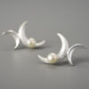 S925 Sterling Silver Double Crescent Pearl Stud Earrings