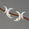 S925 Sterling Silver Double Crescent Pearl Stud Earrings