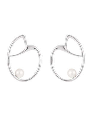 S925 Sterling Silver Simple Geometric Irregular Heart-shaped Inlaid Pearl Earrings