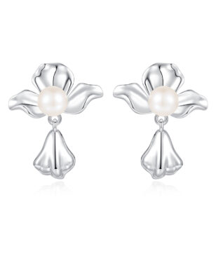 S925 Sterling Silver Original Sweet Flower Freshwater Pearl Earrings
