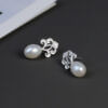 S925 Sterling Silver Original Vintage Classic Pattern Pearl Stud Earrings
