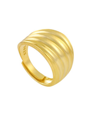 S925 Sterling Silver Pleated Wide Multi-layered Wave Ring