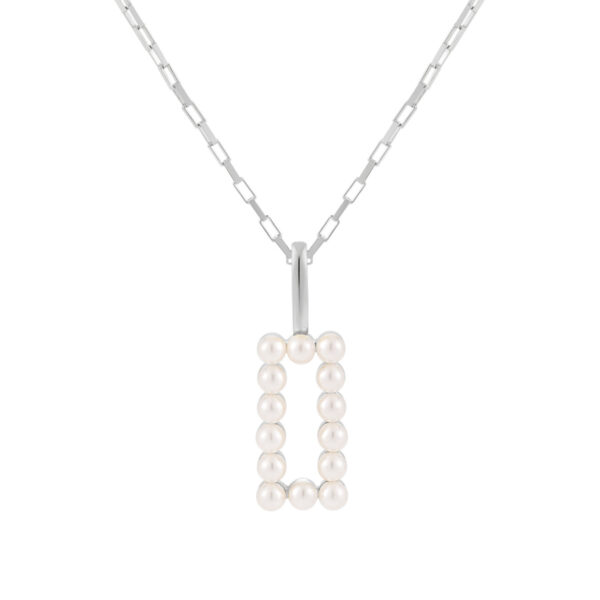 S925 Sterling Silver Square Inlaid Pearl Necklace