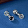 S925 Sterling Silver Vintage Hetian Jade Black Shell Black Agate Earrings