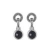 S925 Sterling Silver Vintage Hetian Jade Black Shell Black Agate Earrings
