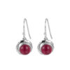 S925 Sterling Silver Vintage Inlaid Red Corundum Hollow Carved Earrings