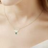 S925 Silver Malachite Zircon Fan Necklace Earrings