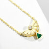 S925 Silver Malachite Zircon Fan Necklace Earrings