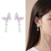 S925 Silver Butterfly Pearl Earrings