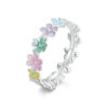 S925 Silver Original Colorful Flower Ring