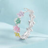 S925 Silver Original Colorful Flower Ring