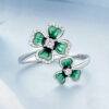 S925 Silver Original Design Four Leaf Clover Open Ring