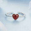 S925 Silver Original Red Agate Love Open Ring