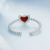 S925 Silver Original Red Agate Love Open Ring