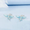 S925 Sterling Silver Blue Flying Fish Stud Earrings