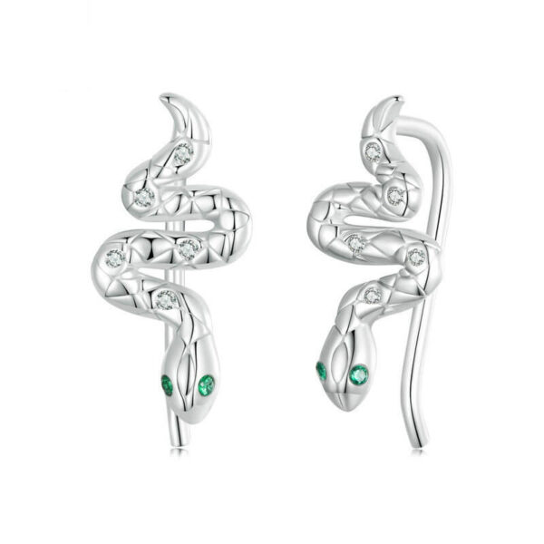 S925 Sterling Silver Fashion Snake Zircon Ear Hooks
