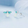 S925 Sterling Silver Firefly Luminous Stone Stud Earrings